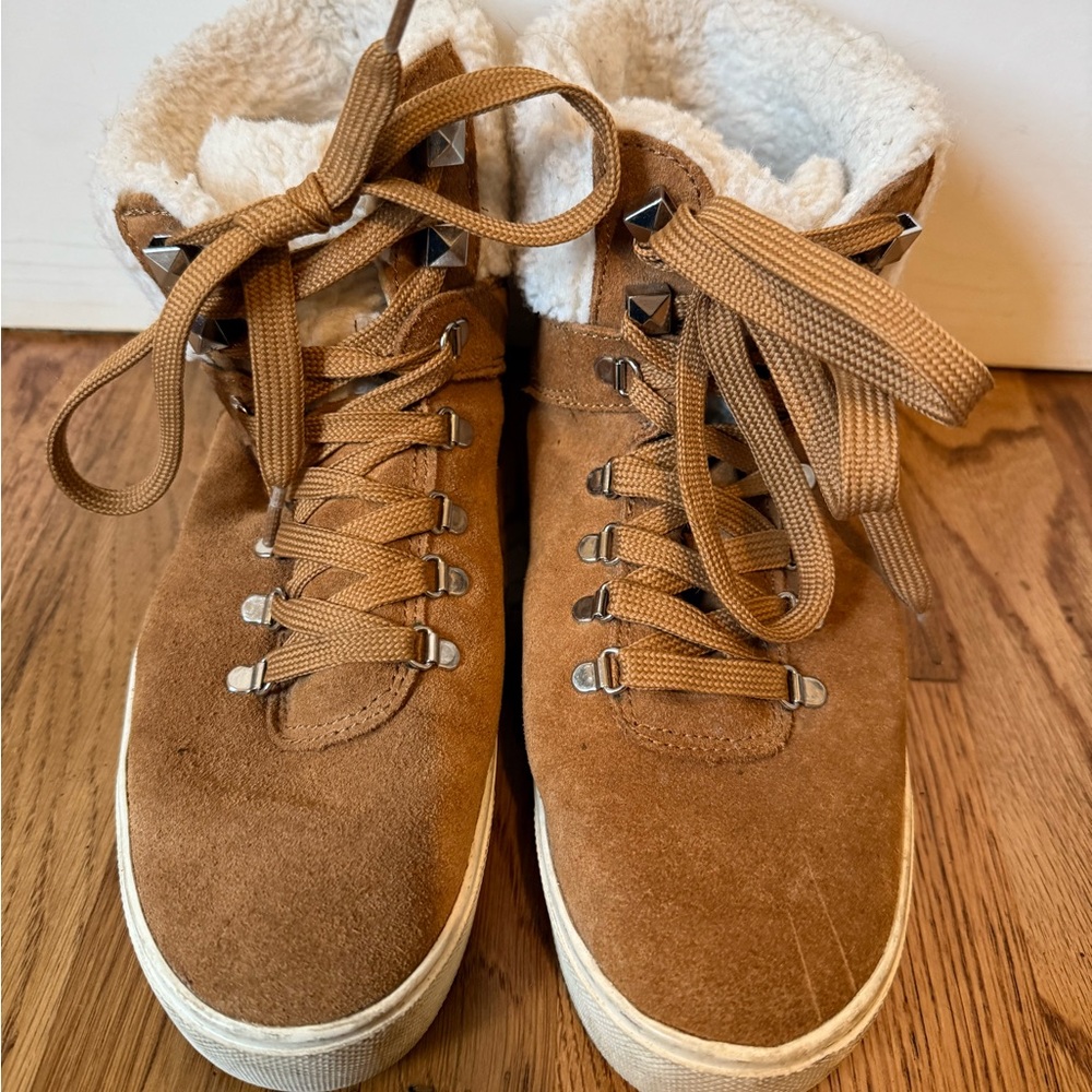 Marc Fisher Daire Platform Sherpa Cozy Lace Up Boots